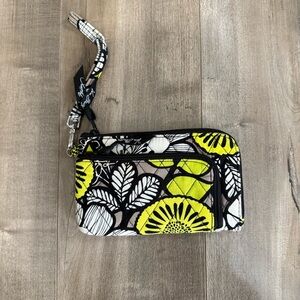 Vera Bradley Citron Wristlet Wallet Clutch Quilted Floral Neon